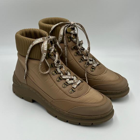 Vintage Y2K Nautica Lace Up Sabra Ankle Boots Booties Combat Tan Womens Size 8.5 - Picture 9 of 16